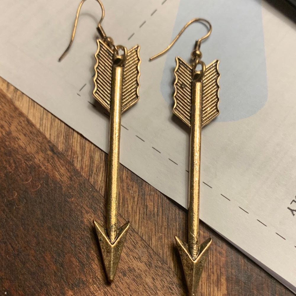 Gold Arrow Dangle Earrings